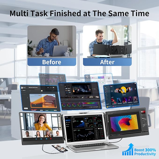 S2 14 ″  Triple Laptop Screen Extender Monitor