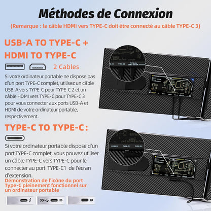 Moniteur d'extension d'écran double pour ordinateur portable P5 15,6 pouces 
